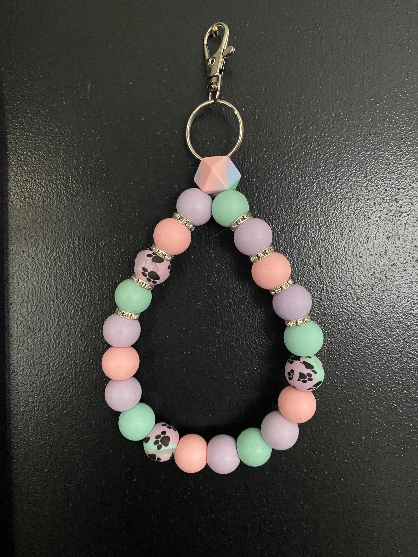 Pastal Paw Print Silicone Bead Wristlet