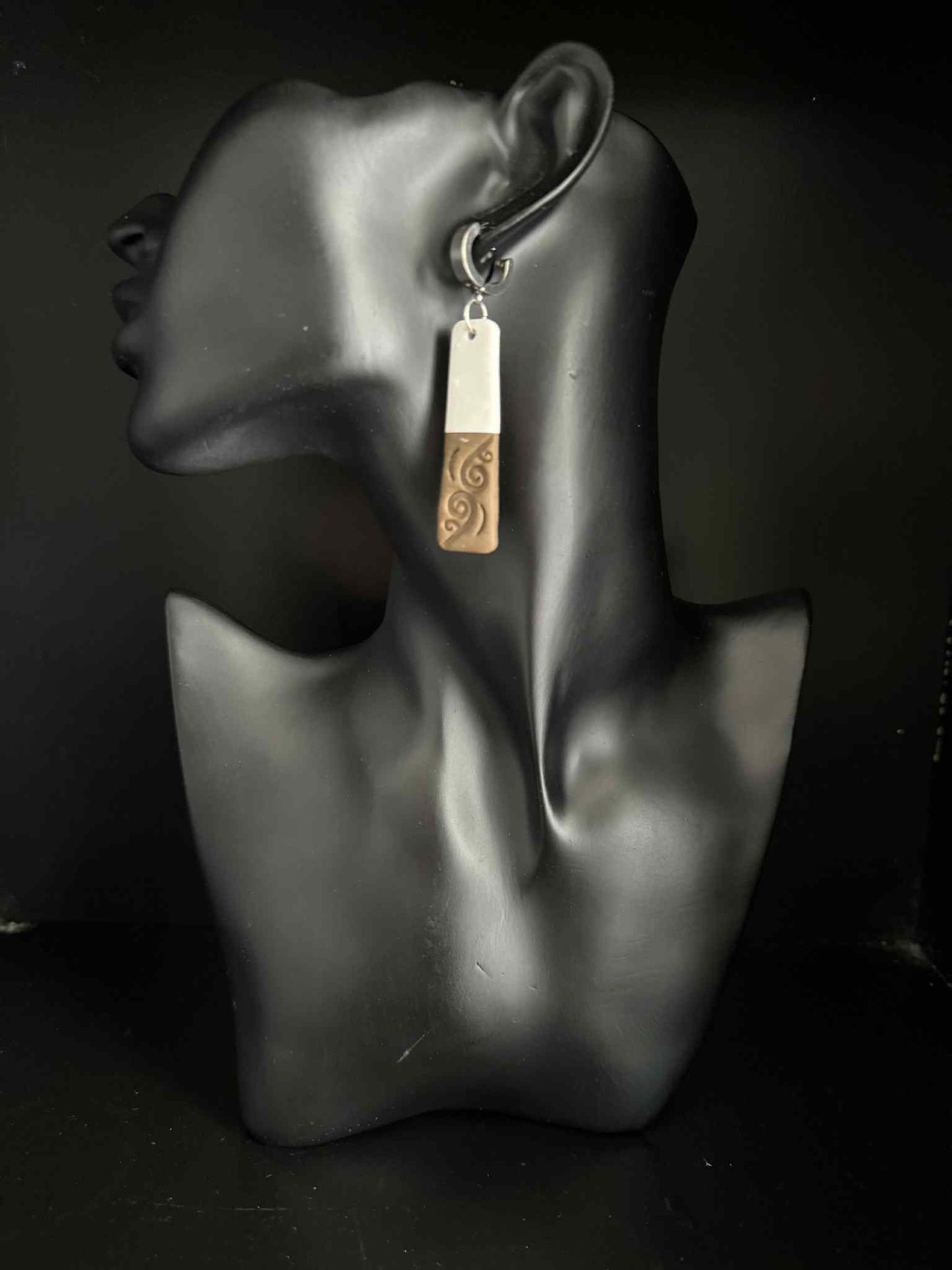 White Wooden Earrings