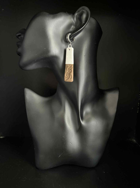 White Wooden Earrings