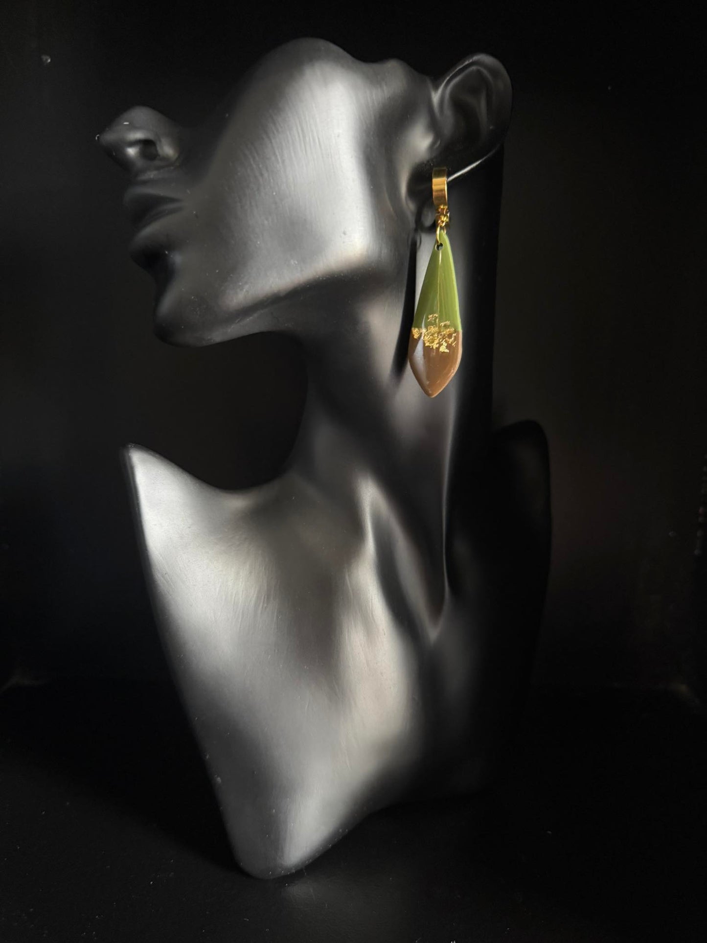 Long Green & Brown Earrings