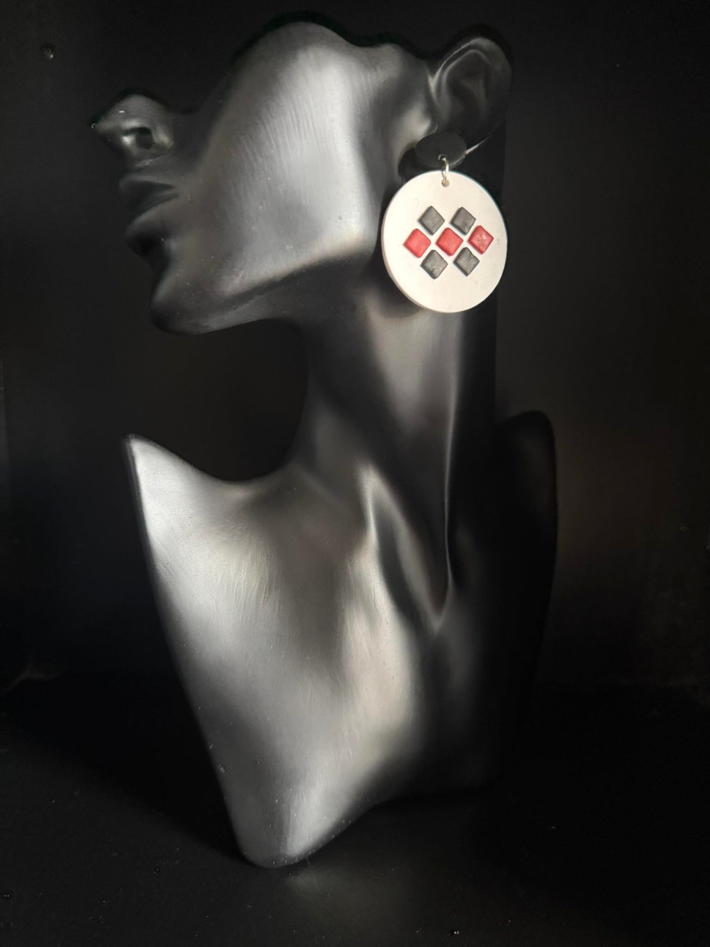 Tribal - Black, White & Red Earrings