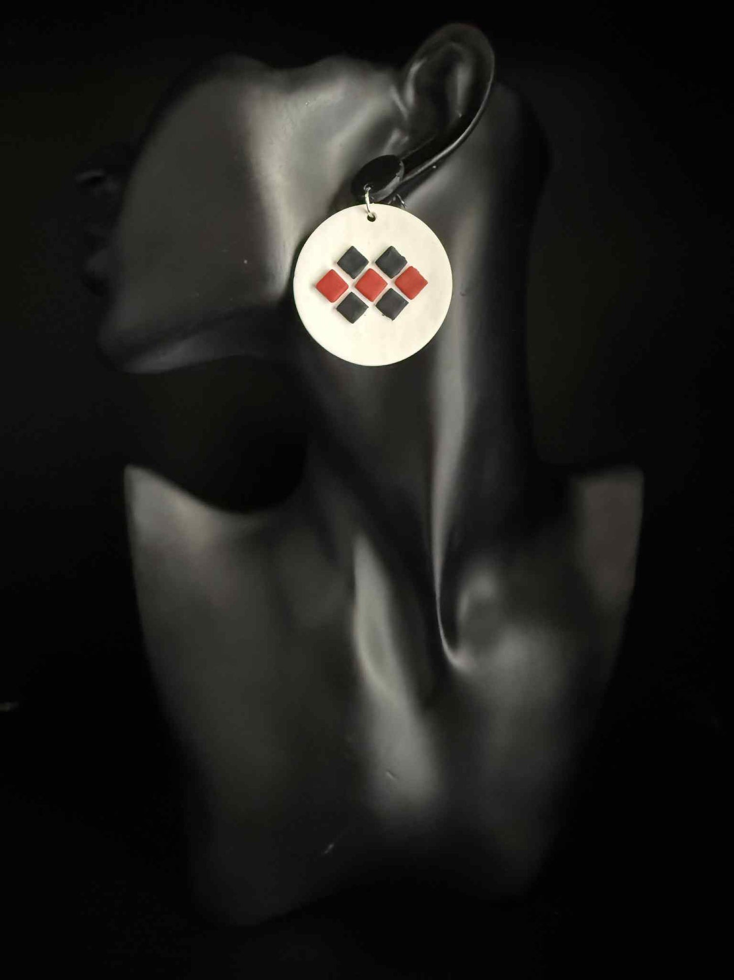 Tribal - Black, White & Red Earrings