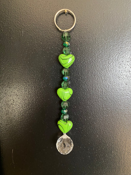 #4 Green Heart Mini Suncatcher/Car Charm