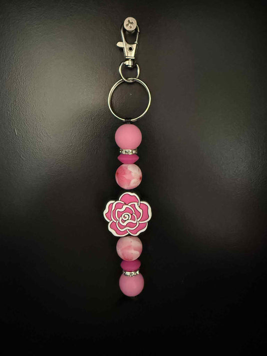 #11 Pink & White Flower Keyring