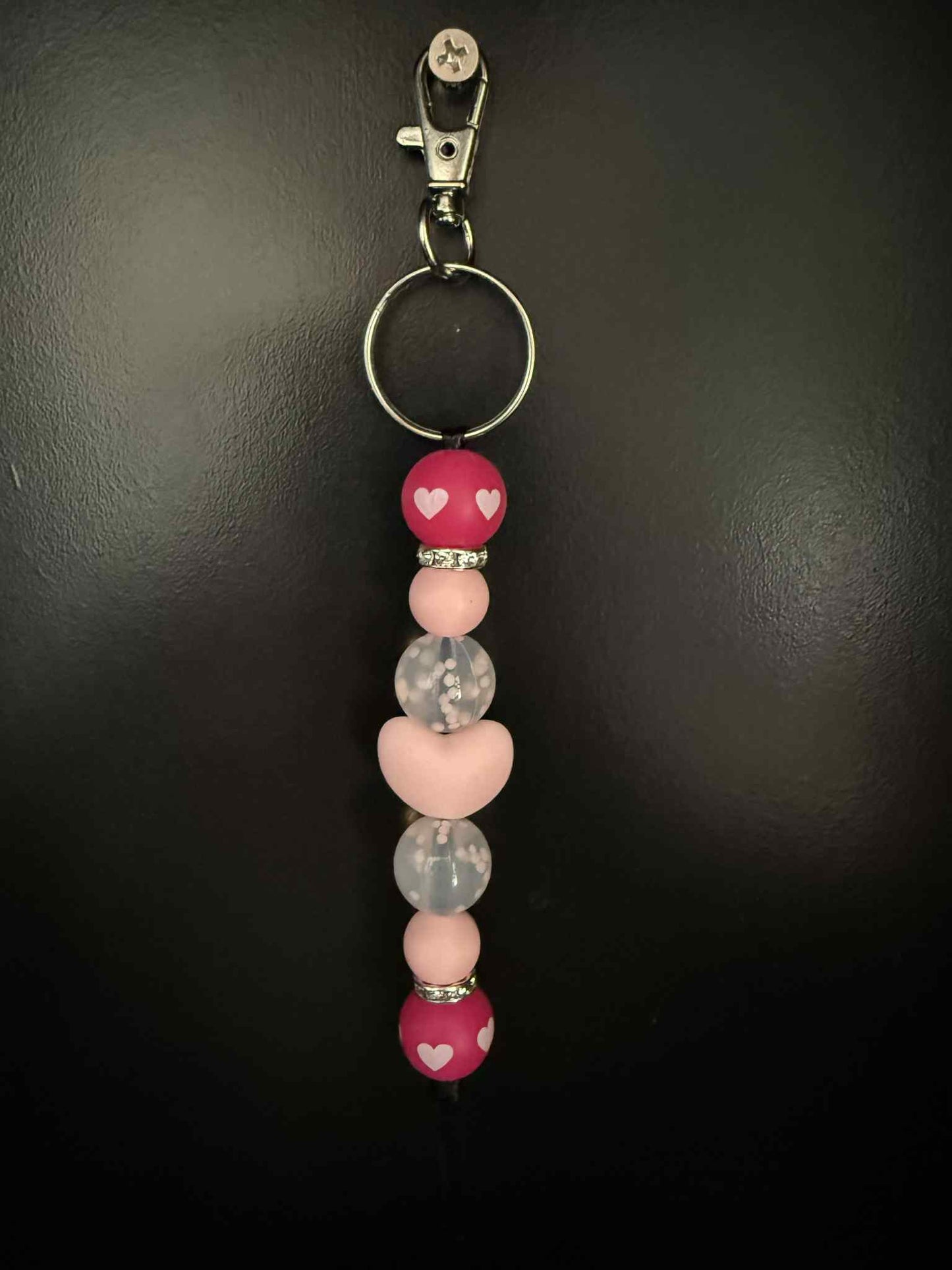 #4 Pink Girly Hearts Keyring