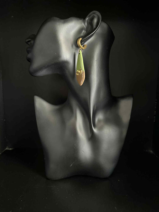 Long Green & Brown Earrings