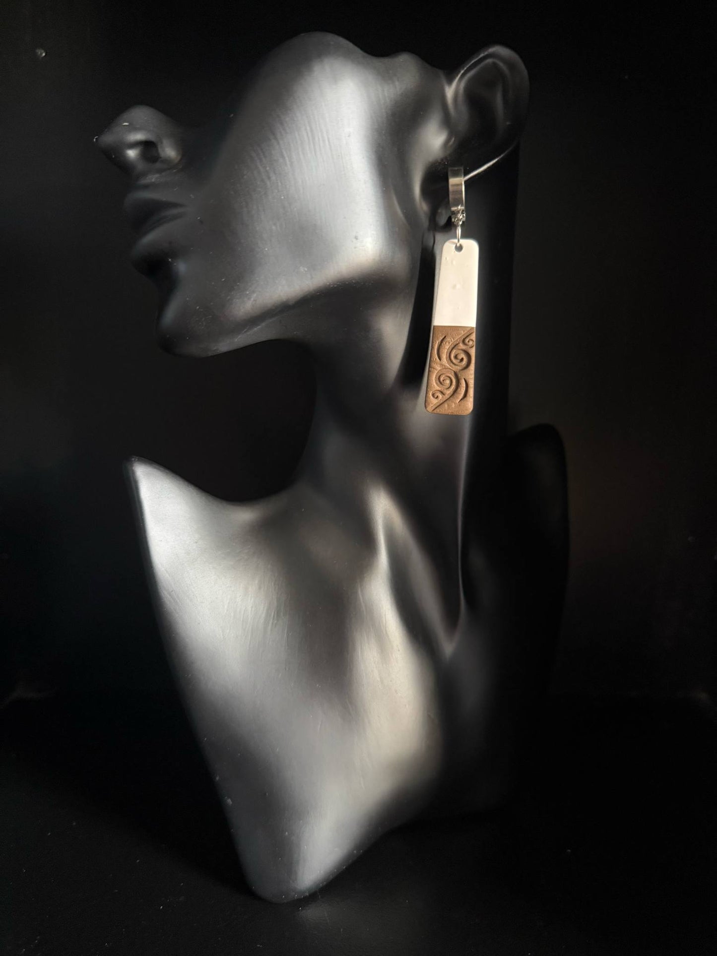 White Wooden Earrings