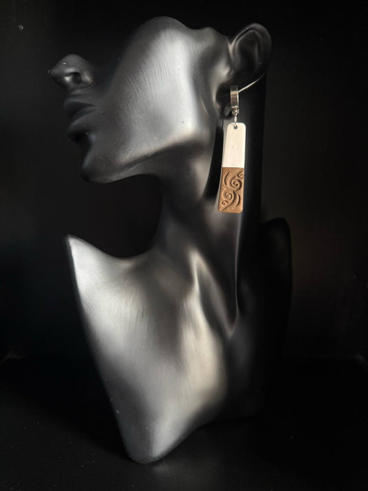 White Wooden Earrings